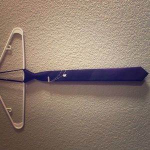 Purple tie with silver accessory